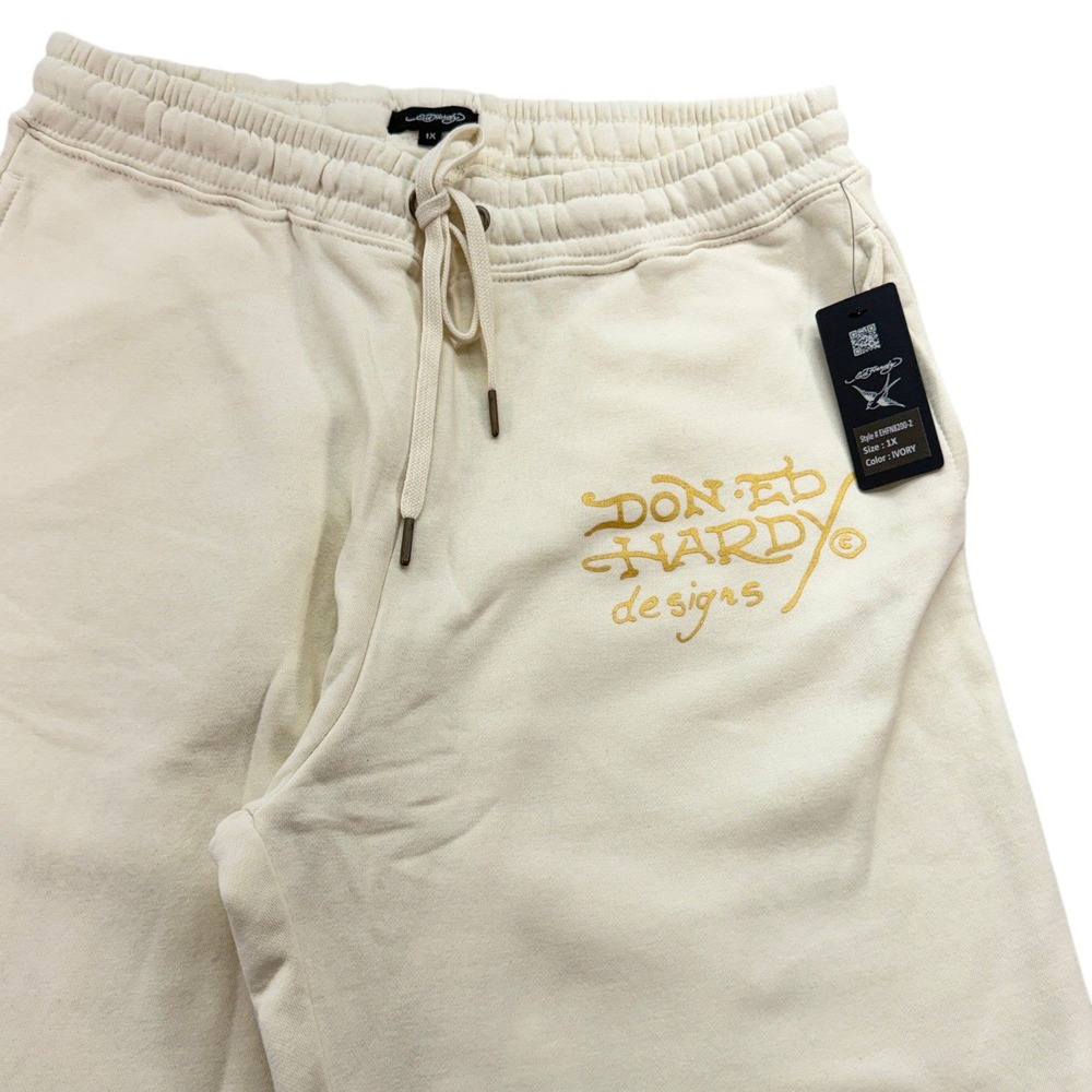 Ed Hardy Womens Sweatpants 1X Ivory Cotton Blend Jogger Tiger Rose Graphic NWT - Picture 4 of 11